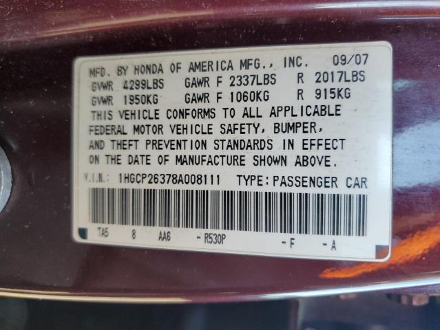 Photo 11 VIN: 1HGCP26378A008111 - HONDA ACCORD 