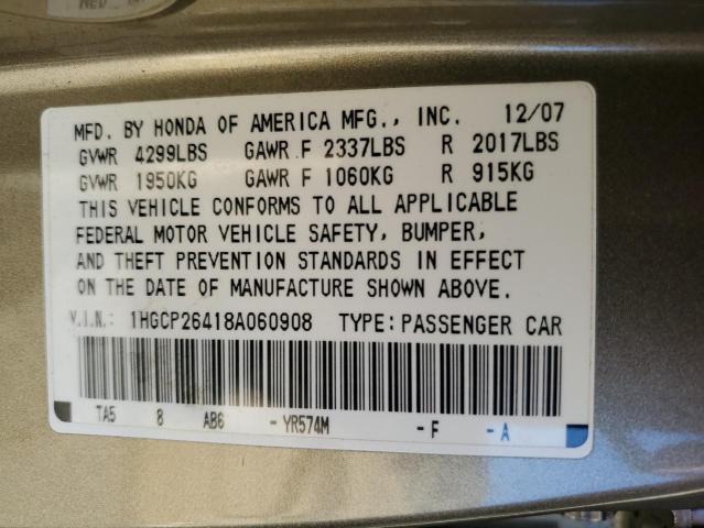 Photo 11 VIN: 1HGCP26418A060908 - HONDA ACCORD 