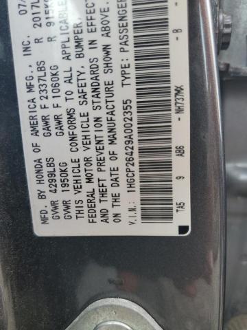 Photo 11 VIN: 1HGCP26429A002355 - HONDA ACCORD LXP 