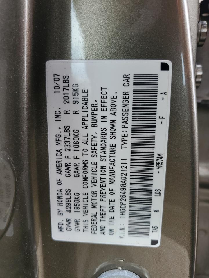 Photo 11 VIN: 1HGCP26498A021211 - HONDA ACCORD 