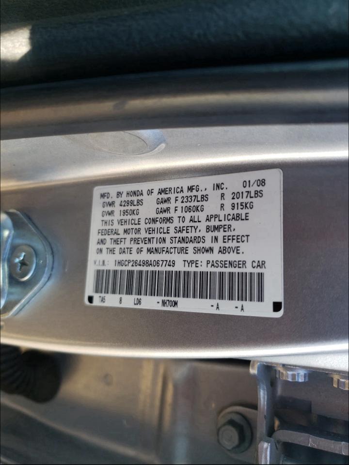 Photo 9 VIN: 1HGCP26498A067749 - HONDA ACCORD LXP 