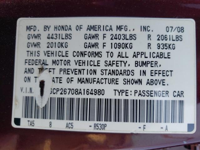 Photo 11 VIN: 1HGCP26708A164980 - HONDA ACCORD EX 