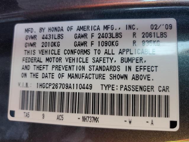 Photo 11 VIN: 1HGCP26709A110449 - HONDA ACCORD EX 