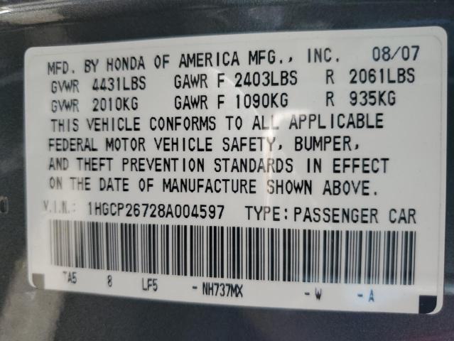 Photo 12 VIN: 1HGCP26728A004597 - HONDA ACCORD EX 