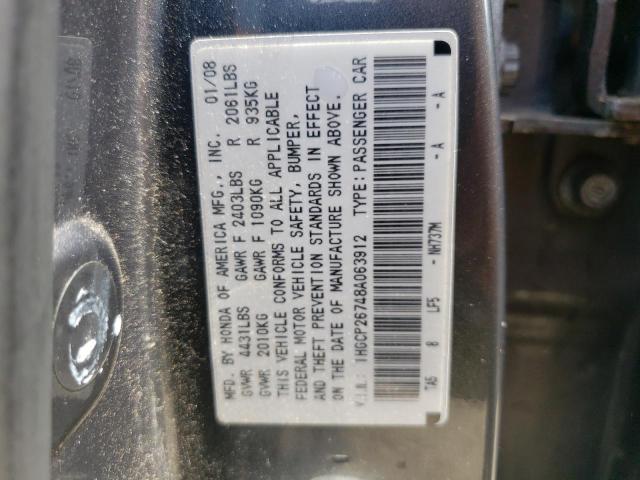 Photo 9 VIN: 1HGCP26748A063912 - HONDA ACCORD EX 