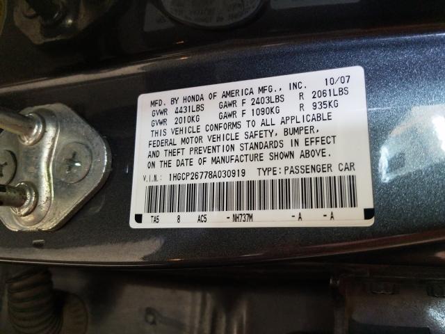 Photo 9 VIN: 1HGCP26778A030919 - HONDA ACCORD EX 