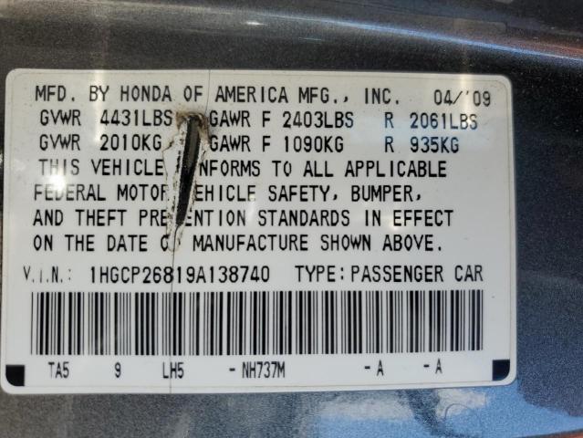 Photo 12 VIN: 1HGCP26819A138740 - HONDA ACCORD 