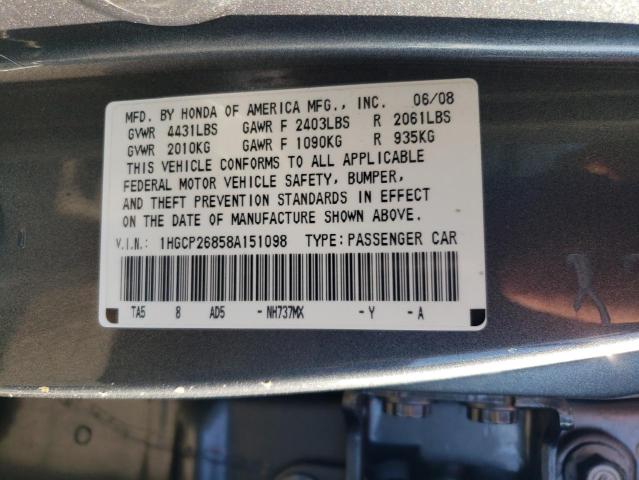 Photo 11 VIN: 1HGCP26858A151098 - HONDA ACCORD EXL 