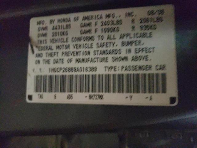 Photo 9 VIN: 1HGCP26889A016389 - HONDA ACCORD EXL 