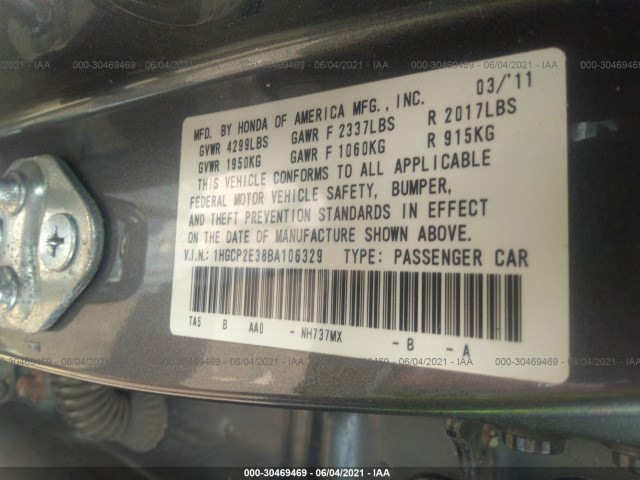 Photo 8 VIN: 1HGCP2E38BA106329 - HONDA ACCORD SDN 