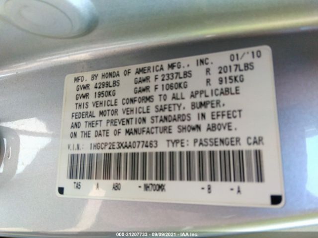 Photo 8 VIN: 1HGCP2E3XAA077463 - HONDA ACCORD SDN 