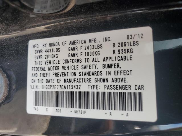 Photo 11 VIN: 1HGCP2E77CA115432 - HONDA ACCORD EX 