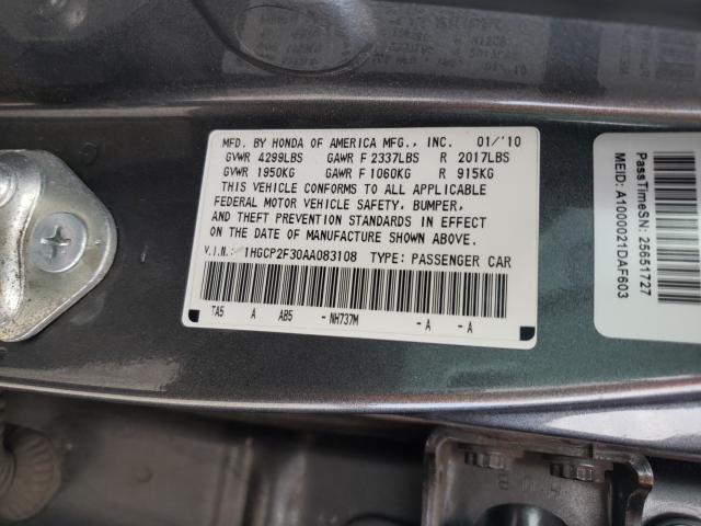 Photo 9 VIN: 1HGCP2F30AA083108 - HONDA ACCORD LX 