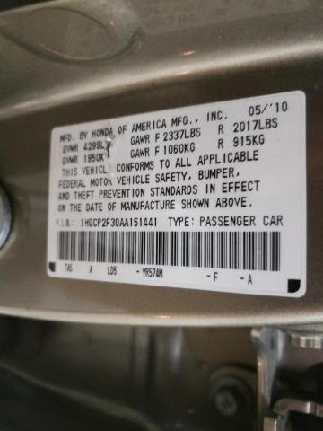 Photo 9 VIN: 1HGCP2F30AA151441 - HONDA ACCORD LX 