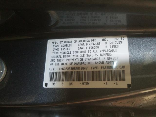 Photo 9 VIN: 1HGCP2F30BA012847 - HONDA ACCORD LX 