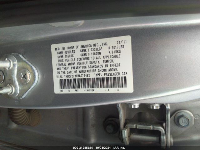 Photo 8 VIN: 1HGCP2F30BA072482 - HONDA ACCORD SDN 