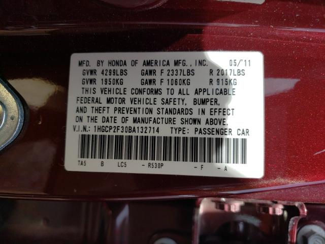 Photo 9 VIN: 1HGCP2F30BA132714 - HONDA ACCORD LX 