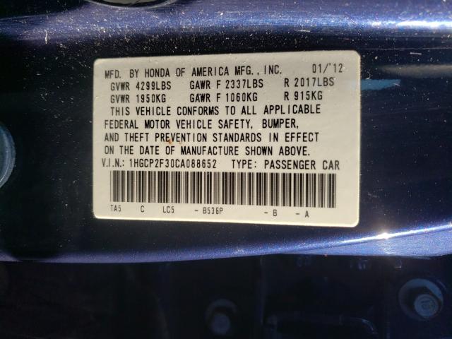 Photo 9 VIN: 1HGCP2F30CA088652 - HONDA ACCORD LX 