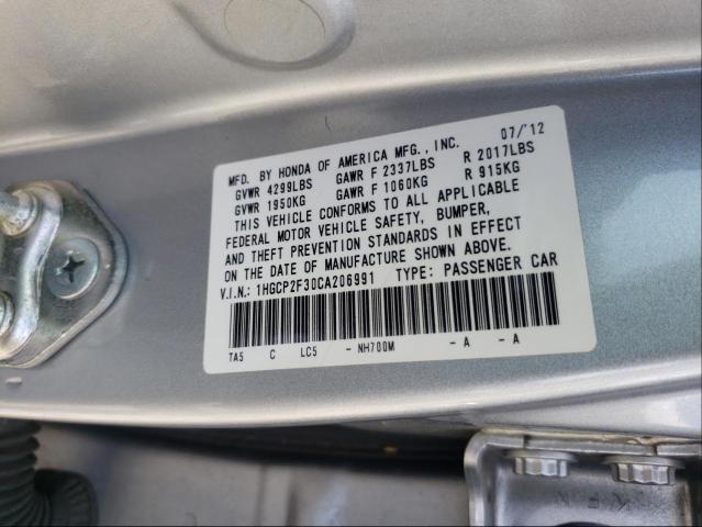 Photo 9 VIN: 1HGCP2F30CA206991 - HONDA ACCORD LX 