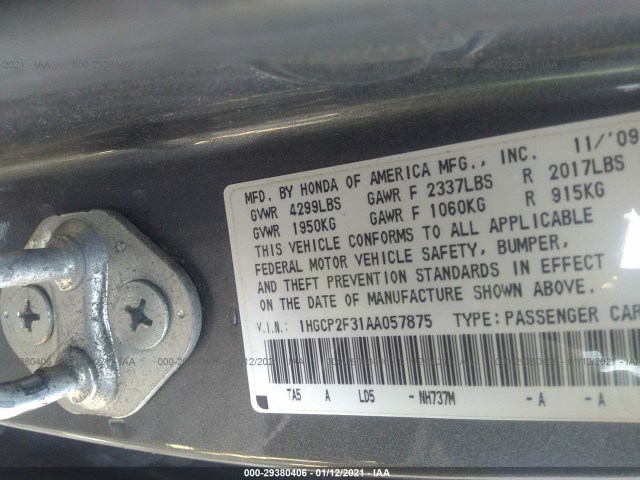 Photo 8 VIN: 1HGCP2F31AA057875 - HONDA ACCORD SDN 