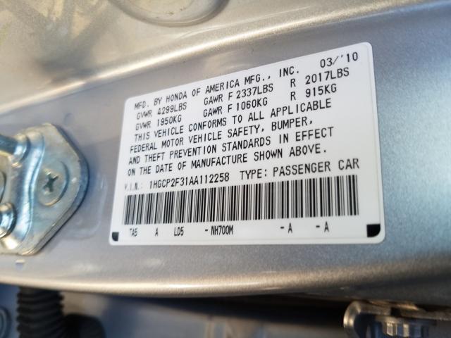 Photo 9 VIN: 1HGCP2F31AA112258 - HONDA ACCORD LX 