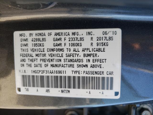 Photo 9 VIN: 1HGCP2F31AA169611 - HONDA ACCORD LX 