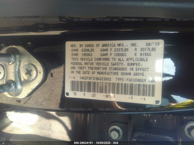 Photo 8 VIN: 1HGCP2F31BA023002 - HONDA ACCORD SDN 