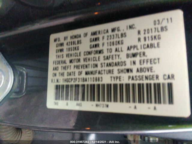 Photo 8 VIN: 1HGCP2F31BA110883 - HONDA ACCORD SDN 