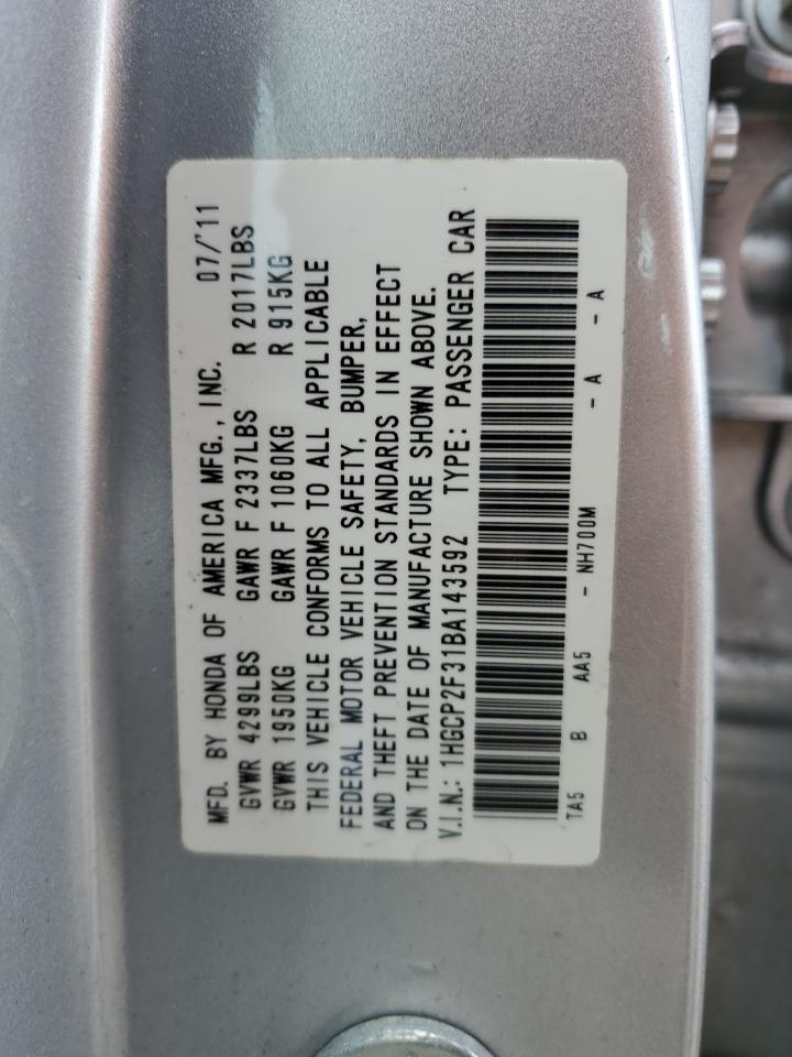 Photo 11 VIN: 1HGCP2F31BA143592 - HONDA ACCORD 