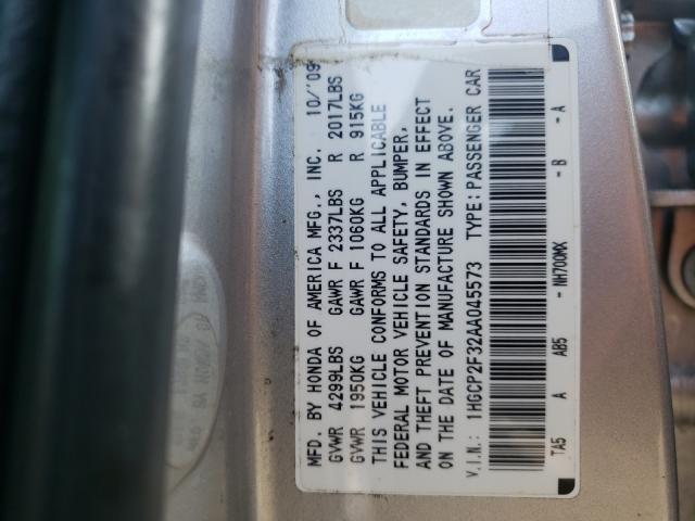 Photo 9 VIN: 1HGCP2F32AA045573 - HONDA ACCORD LX 