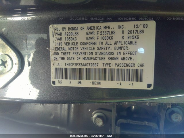 Photo 8 VIN: 1HGCP2F32AA072997 - HONDA ACCORD SDN 