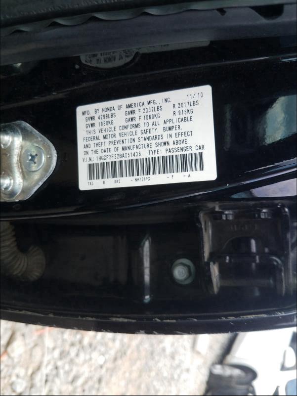 Photo 9 VIN: 1HGCP2F32BA051438 - HONDA ACCORD LX 