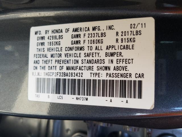 Photo 9 VIN: 1HGCP2F32BA093432 - HONDA ACCORD LX 