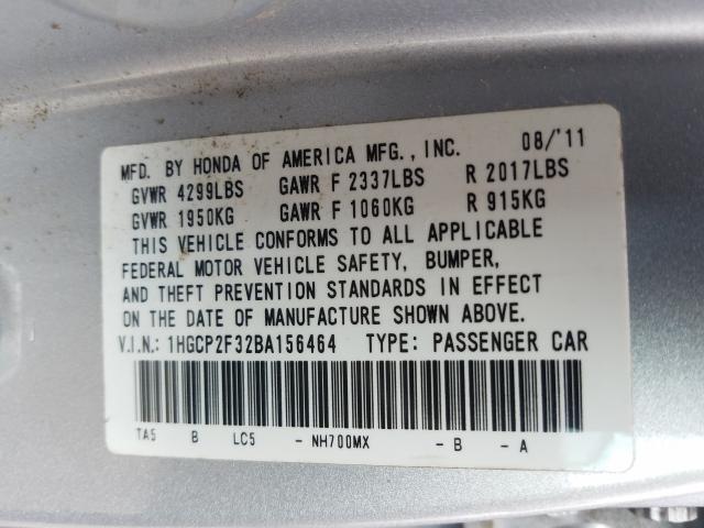 Photo 9 VIN: 1HGCP2F32BA156464 - HONDA ACCORD LX 