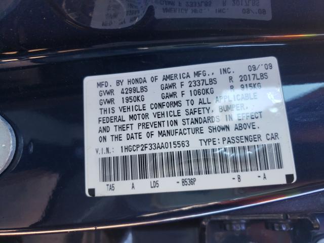 Photo 9 VIN: 1HGCP2F33AA015563 - HONDA ACCORD LX 