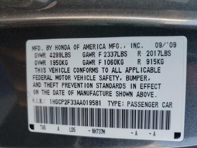 Photo 9 VIN: 1HGCP2F33AA019581 - HONDA ACCORD LX 