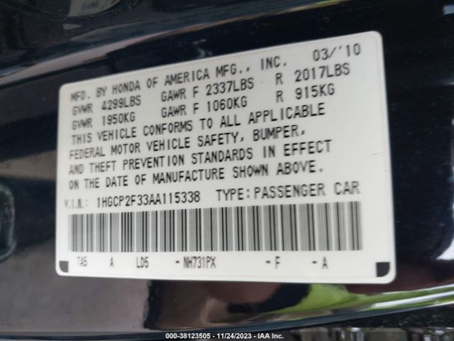 Photo 8 VIN: 1HGCP2F33AA115338 - HONDA ACCORD 