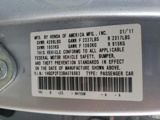 Photo 9 VIN: 1HGCP2F33BA076963 - HONDA ACCORD LX 