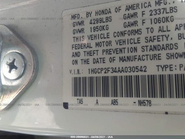 Photo 8 VIN: 1HGCP2F34AA030542 - HONDA ACCORD SDN 