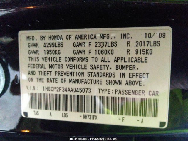 Photo 8 VIN: 1HGCP2F34AA045073 - HONDA ACCORD SDN 