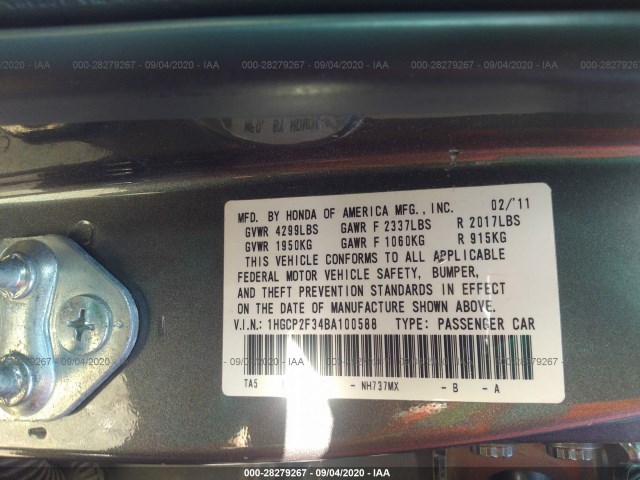 Photo 8 VIN: 1HGCP2F34BA100588 - HONDA ACCORD SDN 