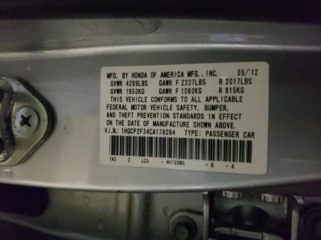 Photo 9 VIN: 1HGCP2F34CA178094 - HONDA ACCORD LX 