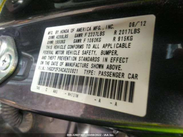 Photo 8 VIN: 1HGCP2F34CA200921 - HONDA ACCORD SDN 