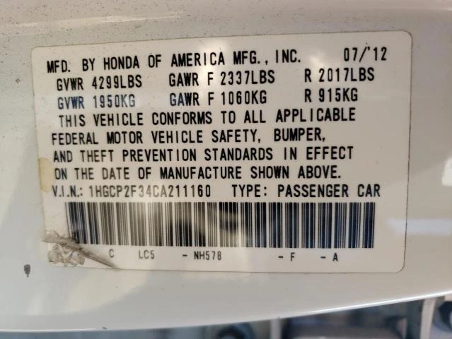 Photo 11 VIN: 1HGCP2F34CA211160 - HONDA ACCORD 