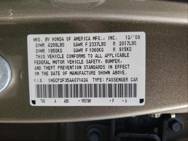 Photo 9 VIN: 1HGCP2F35AA071424 - HONDA ACCORD LX 