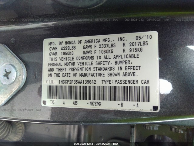 Photo 8 VIN: 1HGCP2F35AA139642 - HONDA ACCORD SDN 