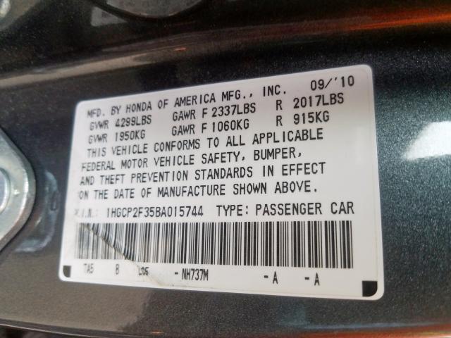 Photo 9 VIN: 1HGCP2F35BA015744 - HONDA ACCORD LX 