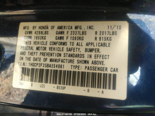 Photo 8 VIN: 1HGCP2F35BA054981 - HONDA ACCORD 