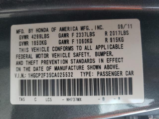 Photo 9 VIN: 1HGCP2F35CA025532 - HONDA ACCORD LX 