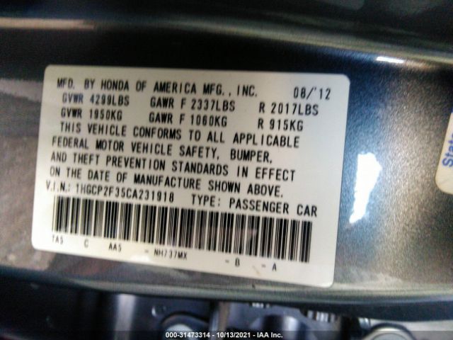 Photo 8 VIN: 1HGCP2F35CA231918 - HONDA ACCORD SDN 